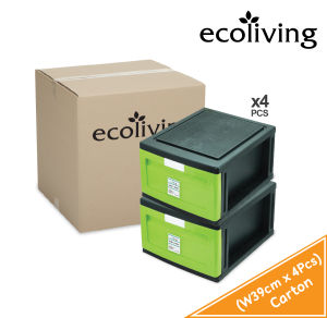 ECO LIVING CARTON DEAL 4Pcs/Ctn 4 Tier/Layer DrawerStorage Cabinet W/HandleAlmari Laci Baju 1 TingkatECO-640-4