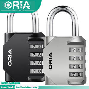 ORIA 4 Digit Combination Lock 2 Pieces Padlock for School Employee Gym & Sports Locker Case Toolbox Fence Hasp Cabinet & Storage - Metal & Plated Steel (2 Optional Colors)