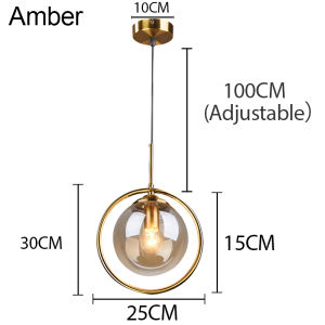 Pendant Light Nordic Modern Glass Ball Drop Lights Luxury Amber Magic Beans Hanging Ceiling Lamp for Dining Room Bar Bedside Kitchen Living Room Bedroom Office Decorate Lighting