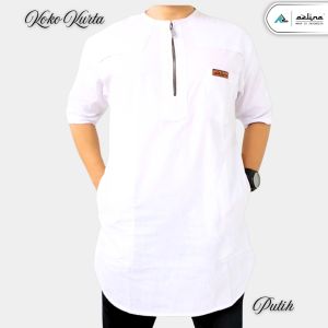 Baju Koko Azlina Model Kurta Pakistan Polos Pria Muslim Dewasa Lengan 3/4 Bahan Katun Halus Nyaman Dan Awet
