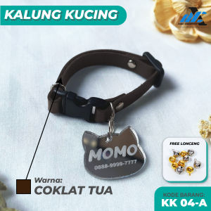 Kalung Kucing Liontin Akrilik Bahan Kulit Sintetis - Kalung Kucing Custom Nama & Nomor Pemilik KK 04