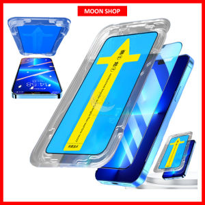 Kính cường lực tự dán blue arrow cho iPhone 14 Pro Max 13 Pro Max 13 12 Pro Max 12 11 Pro Max 11 X 8plus 7p viền đen siêu mỏng tĩnh điện chống bám bụi khi dán