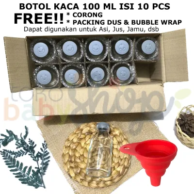 10 PCS Botol Asi 100ml Kaca dengan tutup BPA FREE Kantong Asi / Ice Gel buat stok di kulkas Jamu Jus