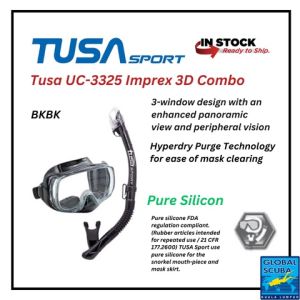 TUSA Sport Imprex 3D Full Face Snorkel Mask and Dry Snorkel Combo - Enhanced Vision & Pure Silicone