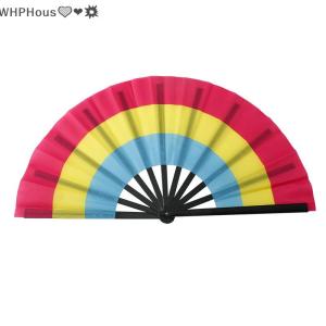 WP💓💛💖 Rainbow Folding Fans Gay Lesbian Decorative Folding Fans Large Handheld Fan Bamboo Folding Fan For Men Women Wedding Dancing G
