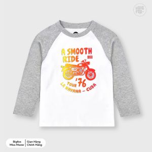 Áo dài tay bé trai size đại BIGFOX - MISS MEOW áo thu đông trẻ em phong cách Âu Mỹ chất cotton hình in moto A SMOOTH RIDE 34567891011 tuổi