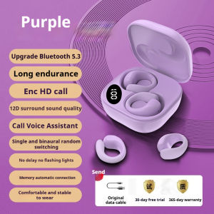 ZNW HD Call Tuning Ear Clip Bluetooth Headset IPX6 Waterproof And Sweatproof Bone Conduction Earphone New Soft Silicone LED Digital Display Headphone Ultra-long Life High Value Earphones 12D Surround Sound Quality Earbuds