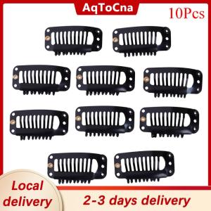 [COD] AqToCna Ship within 24 hours 10 100 Toupee wig clips snap clips w  rubber back hair extension black 9 teeth