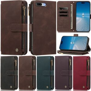 Flip Leather Zipper Wallet Case For iPhone 8 Plus 18 Pro Max 7 Plus 17 Pro Max 6 Plus 12 Pro Max XR XS Max 11 Pro Max 12 Mini Cards Phone Cover