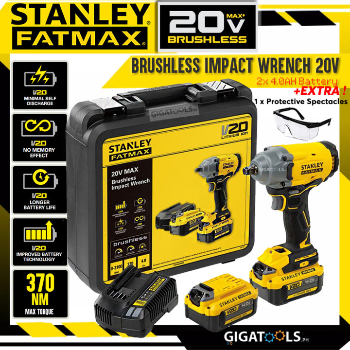 New Stanley FATMAX SBW920M2K Cordless Brushless Impact Wrench 20V Max Kit Set with Protective Spectacles CRDLSIMPWR STAN20V GIGATOOLS Lazada PH