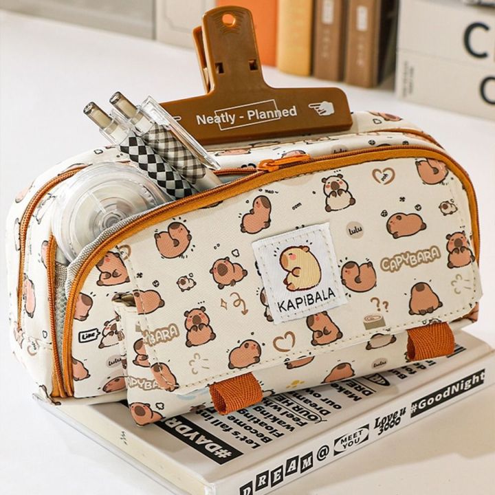 CILL Pencil Cases Capybara Stationery Bag Multi Layer Large Capacity ...