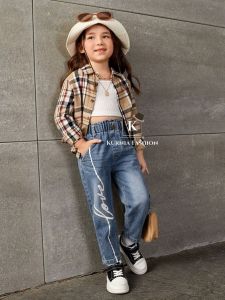 Kemeja Flanel Anak Perempuan Motif Kotak kotak / Blus Kasual untuk Anak Cewe 5-12 Tahun Lengan Panjang