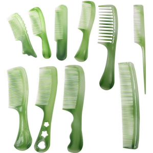 17KM 10-Piece Green Hair Comb Set for All Hair Types - Coarse & Fine Styling Tool for Men & Women