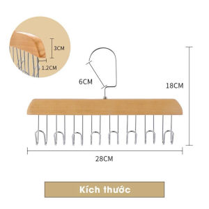 Móc treo quần áo móc treo đồ lót & tất móc gỗ 8 móc đa năng tiết kiệm không gian tiện dụng_MT