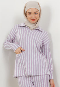 MFMW Kurniasari Atasan Blouse Lilac Motif Salur
