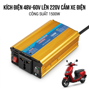 Bộ Chuyển Đổi Điện 48V/60V Sang 220V – Kích Điện Xe Điện Công Suất Mạnh Cắm Là Dùng