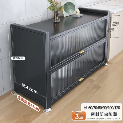 Kitchen Cabinet Storage Kitchen Island Counter Kithchen Cabinet Cupboard Slab glass sliding door storage rack multi-layer floor-standing microwave oven multifunctional storage