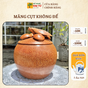 [TẶNG KÈM ẤM] Bình Ủ Ấm Trà Gỗ Dừa Giữ Nhiệt Cao Cấp Trang Trí & Quà Tặng Sang Trọng Mẫu Măng Cụt Tròn 500ml - KIM TỨ