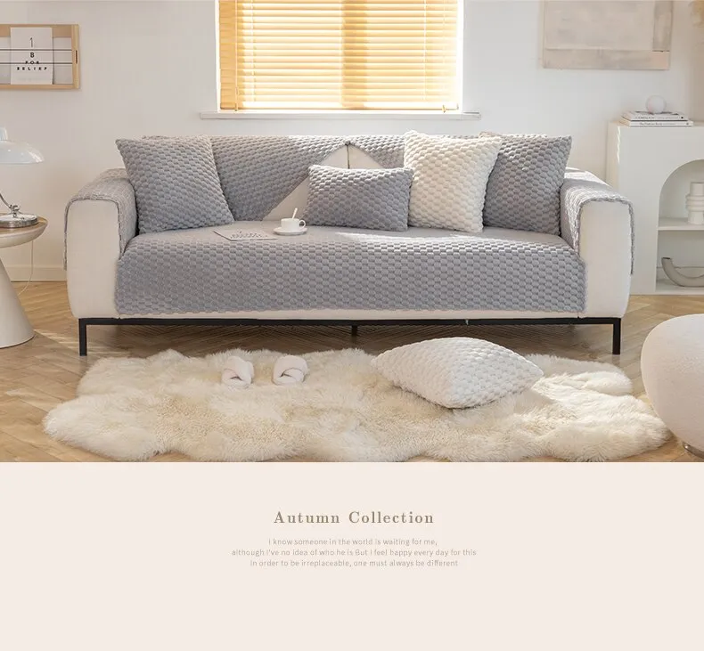 Winter L Shaped Sofa Cover Thicken Plush Non-Slip Couch Cushion for Living  Room Soft Universal Sofa Cover Back Towel Sectional Sofa Mat 1/2/3/4 Seater