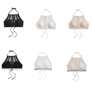 Cổ Yếm Backless Cami Top Đối Với Phụ Nữ Không Tay Cắt Tank đan móc áo ngực Bikini Với quần áo đi biển Có Thể Tháo Rời