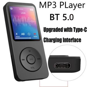 UTOPUS 1.8 inch Screen Mini MP4 Player Bluetooth 5.0 Built-in Speaker MP3 Player Multi-function Portable FM Radio Player Outdoor Sports