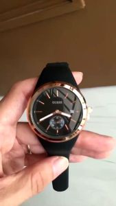 JAM TANGAN WANITA GUEES RUBBER KARET TANGGAL CHRONO DETIK AKTIF DIAMETER