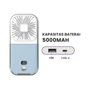 Aolida Kipas Angin Portable Mini USB /Type-C Lipat Dudukan Ponsel Dan Powerbank 5000mAh Baterai Tahan Lama Cocok Untuk Kantor Sekolah Olahraga Luar Ruangan