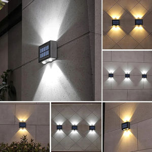 4 LED Solar Wall Lamp Outdoor Waterproof Up and Down Luminous Lighting Garden Decoration Solar Lights Stairs Fence Sunlight Lamp