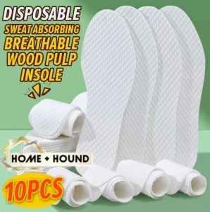 HOME+HOUND 10pcs Disposable Insoles Natural Wood Pulp Insoles for Men and Women Thin Breathable Sweat Soft Comfortable Shoe Pads