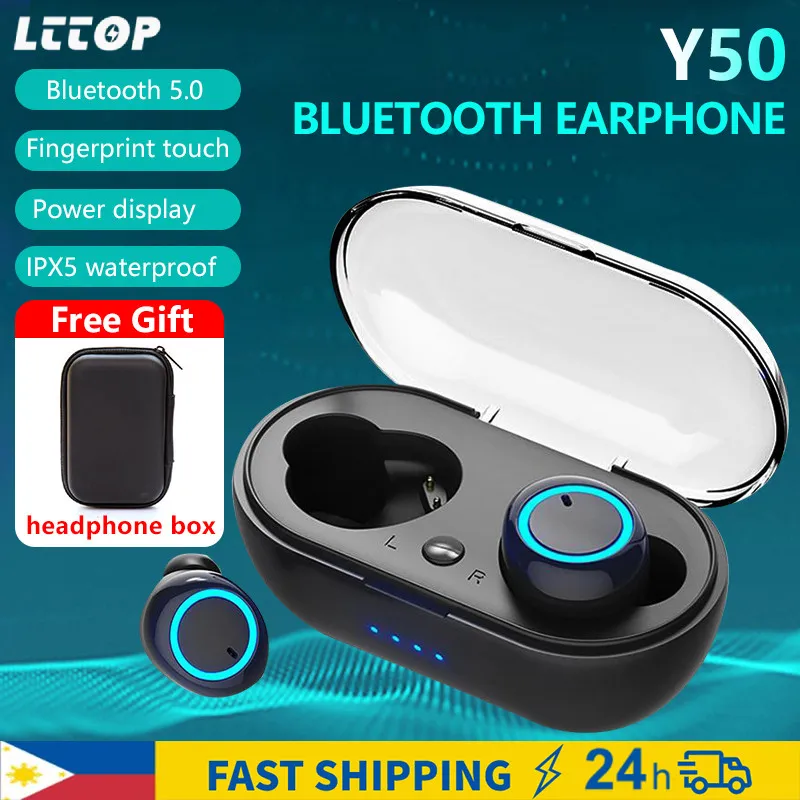 Y50 Tws Bluetooth Earphones Free Storage Box Wireless Headphones Stereo Gaming Headset Sports Earbuds With Mic Charging Case Lazada PH