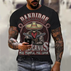 [Local Stock] VCC Vintage Cowboy T Shirts Mens Clothing Round Neck Short Sleeves T-shirt Harajuku Streetwear 3D Printed Casual Cool Tees Top