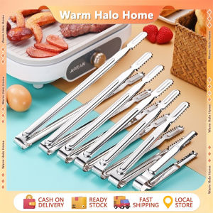 2PCS 304 Stainless Barbecue Clip Grill Tongs Meat Cooking Utensils BBQ Baking Silver Kitchen Accessorie Steak Kitchen Salad Bread Non-slip Food Clip