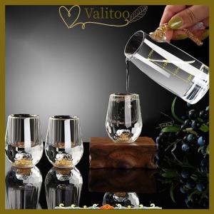 [Valitoo] Luxury Glass Vodka Glass Sake Shochu Glass Bar Liqueur Double Bottom Foil Glass Tea Cup High-end Gifts Hard Liquor