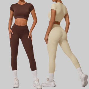 Seamless Yoga Sets Sports Fitness High Waist Hip Lift Tight Breathable Tracksuit Workout Clothing Gym Leggings Suit for Women