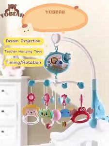 Baby Bed Bell Remote Control Rotating Crib Toys Hanging With Music Projection Newborn Sleeping Toy