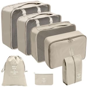 【SG Dliver】Travel Luggage Organizers Cube Packing 7PCS Organiser Bag Space Saving Storage Travel Essentials Bag