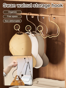 🔥 Space Magician 🔥 Rotating Swan Hook Walnut Multi layer Storage Bag Hat Bearing Artifact Rental Party Mini Storage Group Cultural and Creative Store Same Home Decoration