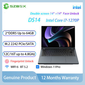 SZBOX DS14 Double 14" inch Touch screen Intel Core i7-1270P Laptop 120Hz Fingerprint AI Face Recognition Camera Notebook DDR5 RAM WiFi 6 Bluetooth Keyboard MPP Stylus Support Windows