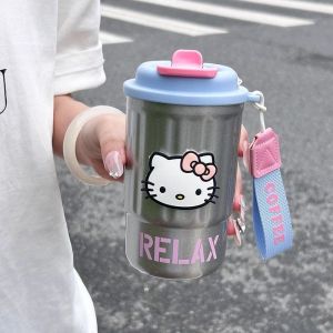 Insulated coffee cup with lid and straw suitable for office use for women students and for home or travel
