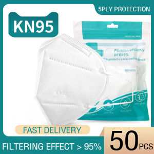 BT 50PCS KN95 Facemask 5ply N95 Face Masks Protective Masks Reusable Unobstructed Breathing White 5 Layers N95 Washable Facemask 3d Masks Not Single Use Beauty Facial