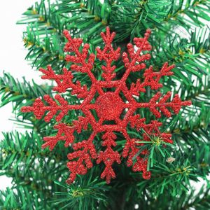 12pcs 10cm Gold Silver Glitter Powder Snowflake Xmas Ornaments Pendant Christmas Tree Party Decor