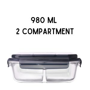 Locaupin Glass Lunchbox For Adult Bento Airtight Food Storage Dispenser Microwavable Leakproof Container with Tableware