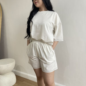 SOLA Set l Kaos Wanita l Baby Terry Set l Celana Highwaist l Celana Pendek Wanita l Lounge Wear Baju Rumahan