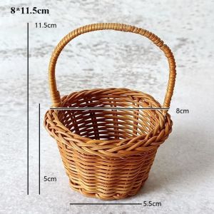 INNEED Handwoven Imitation Rattan Handhold Household with Handle Braid Storage Baskets High Quality 10 Styles Vegetable Fruit Flowers Holder Home Decoration /Restaurant Serving Tabletop Display