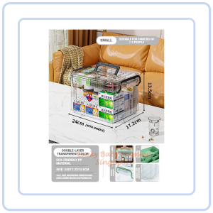 【Pure Care】 Transparent Medical Box Double-Layer First Aid Organizer with Handle