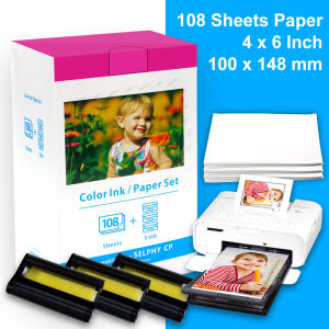Fimax KP-108IN Replacement for canon selphy cp1300 ink and paper Set for CP Series Printers CP1300 CP1200 CP1000 CP780 CP790 CP810 CP910108 Sheets Photo Papers + 3 Ink Cartridges