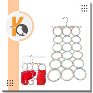 12 Holes 28 holes Scarf Necktie Hanger Holder Hanger Foldable Ring Tudung Bawal Tie Scarf Hanger (Random Color)