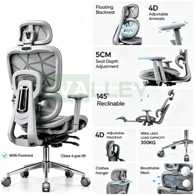 FVALLEY Ergonomic Gaming Chair with Lumbar Support Mesh Office Reclining Computer Chair