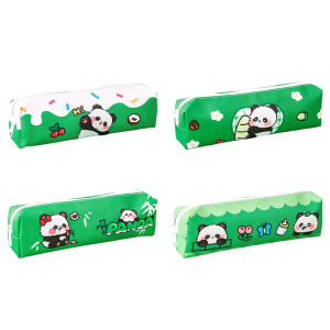 Cartoon Panda Pencil Case Zippered PU Pen Pouches Portable Pen Organizers Storage Bag Travel Cosmetics Bag for Student