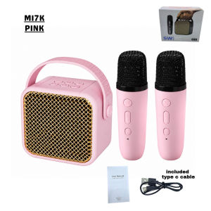 💖Ready Stocks💖Portable Bluetooth Speaker 5W with 2 Wireless Microphones Karaoke Speaker Type-C TF Card USB 1200mAh